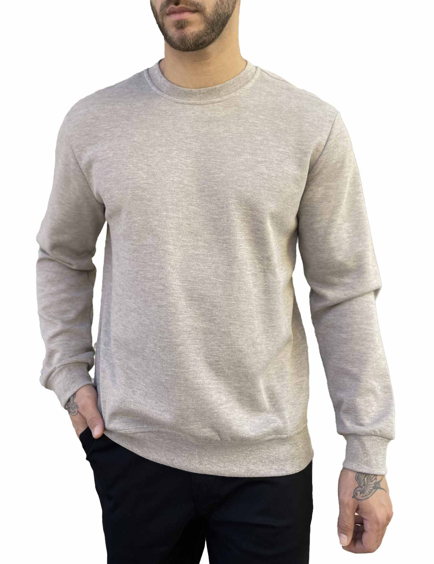 Ανδρική μπεζ πικέ μακρυμάνικη μπλούζα 4403B φωτογραφία